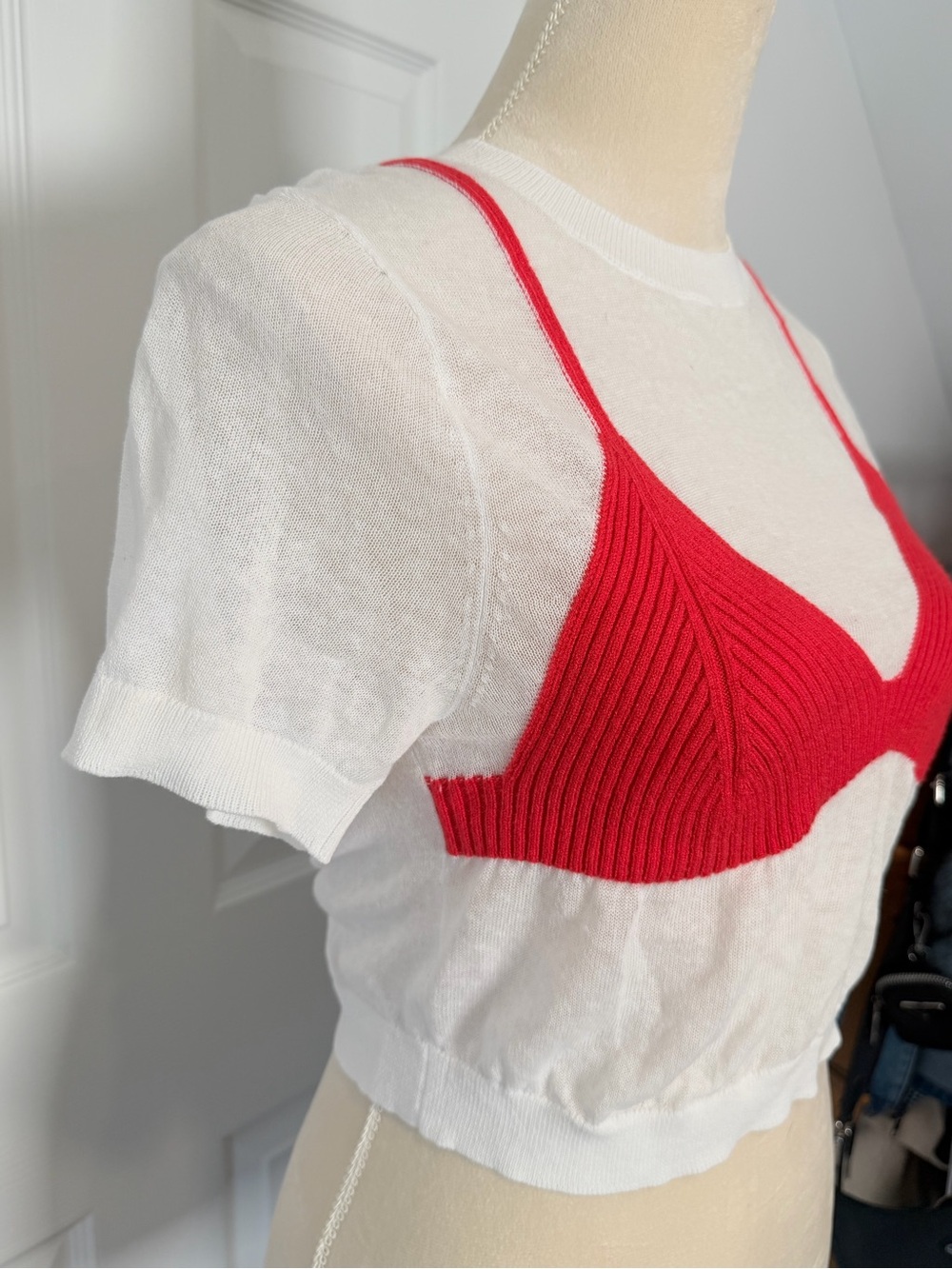 Target Red Ribbed Bralette Top - Picture 2 of 3